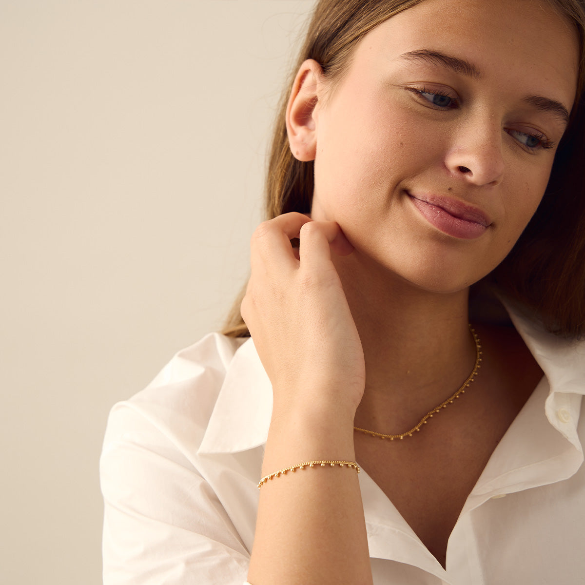 Linnea Smykkesæt - Linnea Armbånd / Linnea Halskæde - 18 karat forgyldt